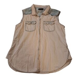Miss Posh Denim Collection Womens 3X Denim Button down Sleeveless Top